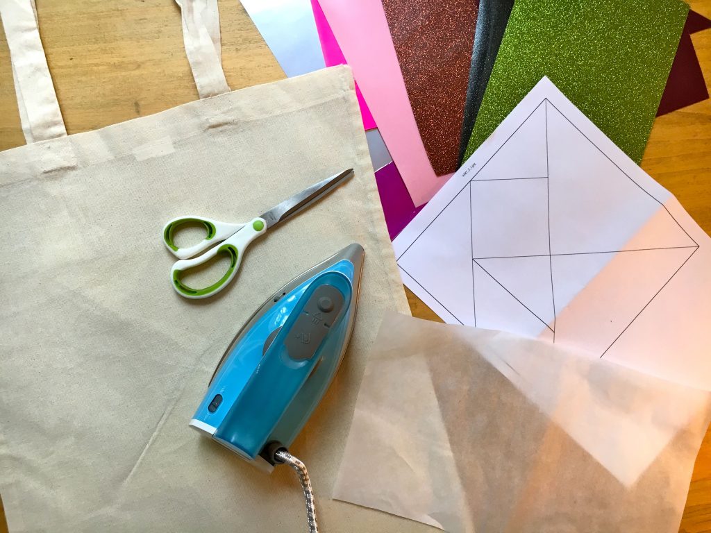 Matériel pour totebag sac coton tangram