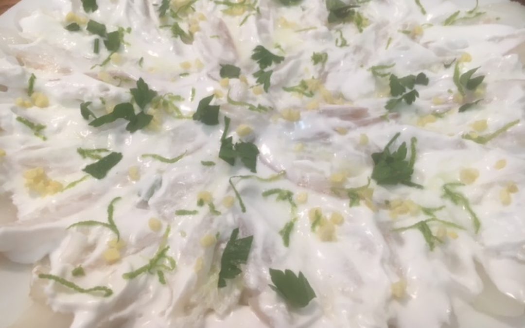 carpaccio de cabillaud lait de coco