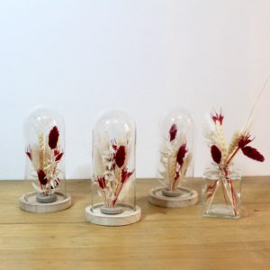 Cloche de fleurs sechees declinaisons rouge blanc 01 | Atelier DIY Cloche de fleurs séchées